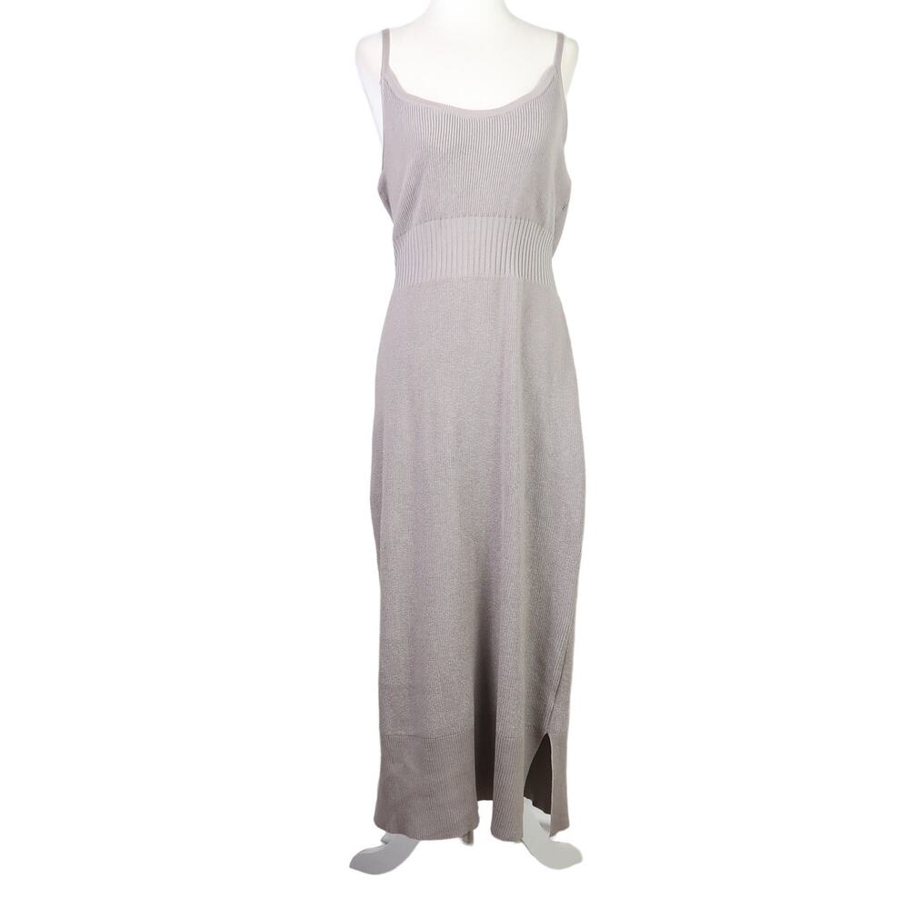 Freshman 1996 taupe grey ribbed knit sweater tank midi dress L